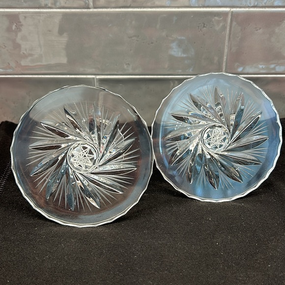 Vintage Pinwheel Crystal Taper Candle Holders - Picture 2 of 3